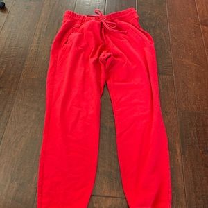 Red sweatpants